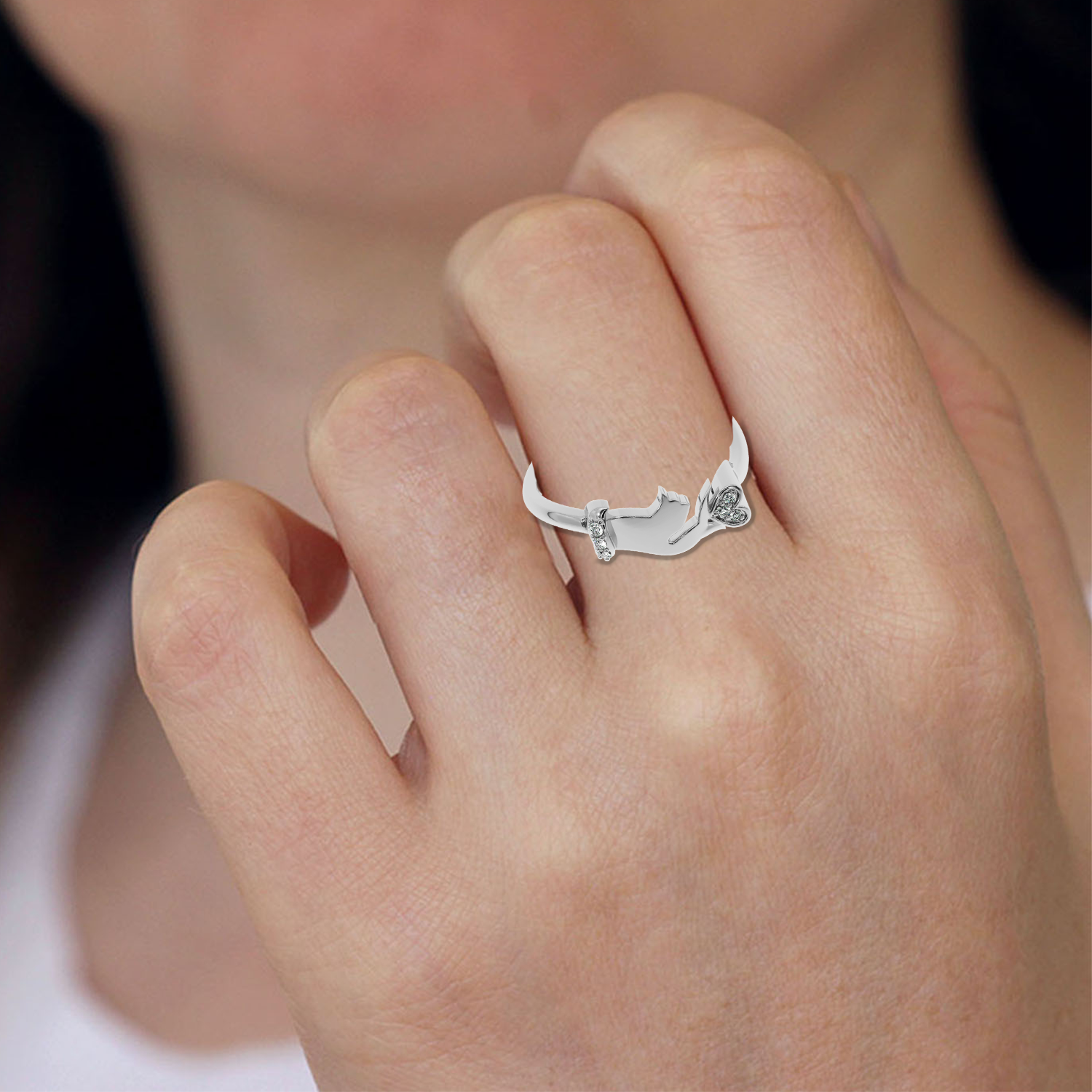Solitairekart-0.06 CT Lab Diamond Korean Finger Heart Ring